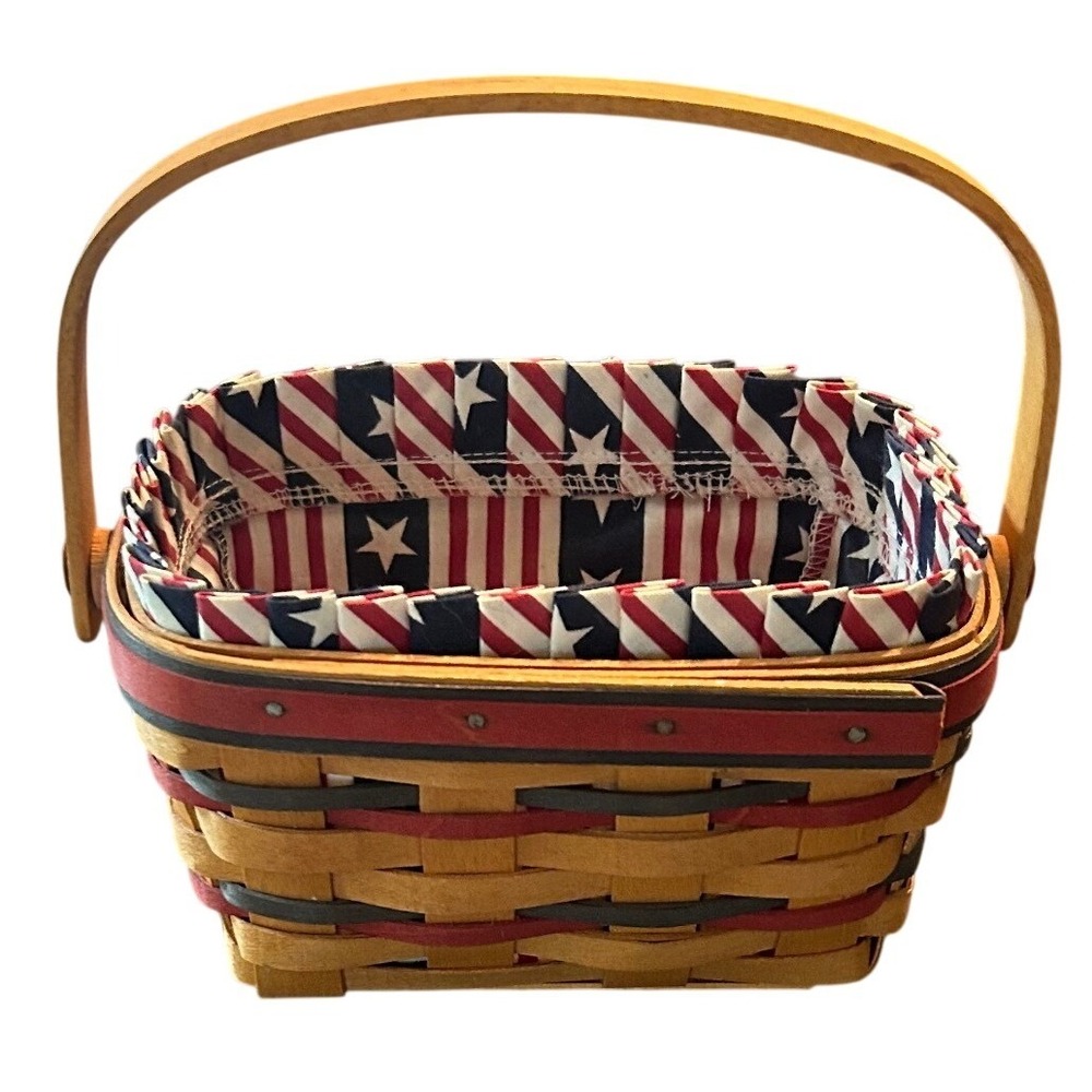Vintage 90s Longaberger Basket 1997 Patriotic Americana‎ Handwoven Collectible